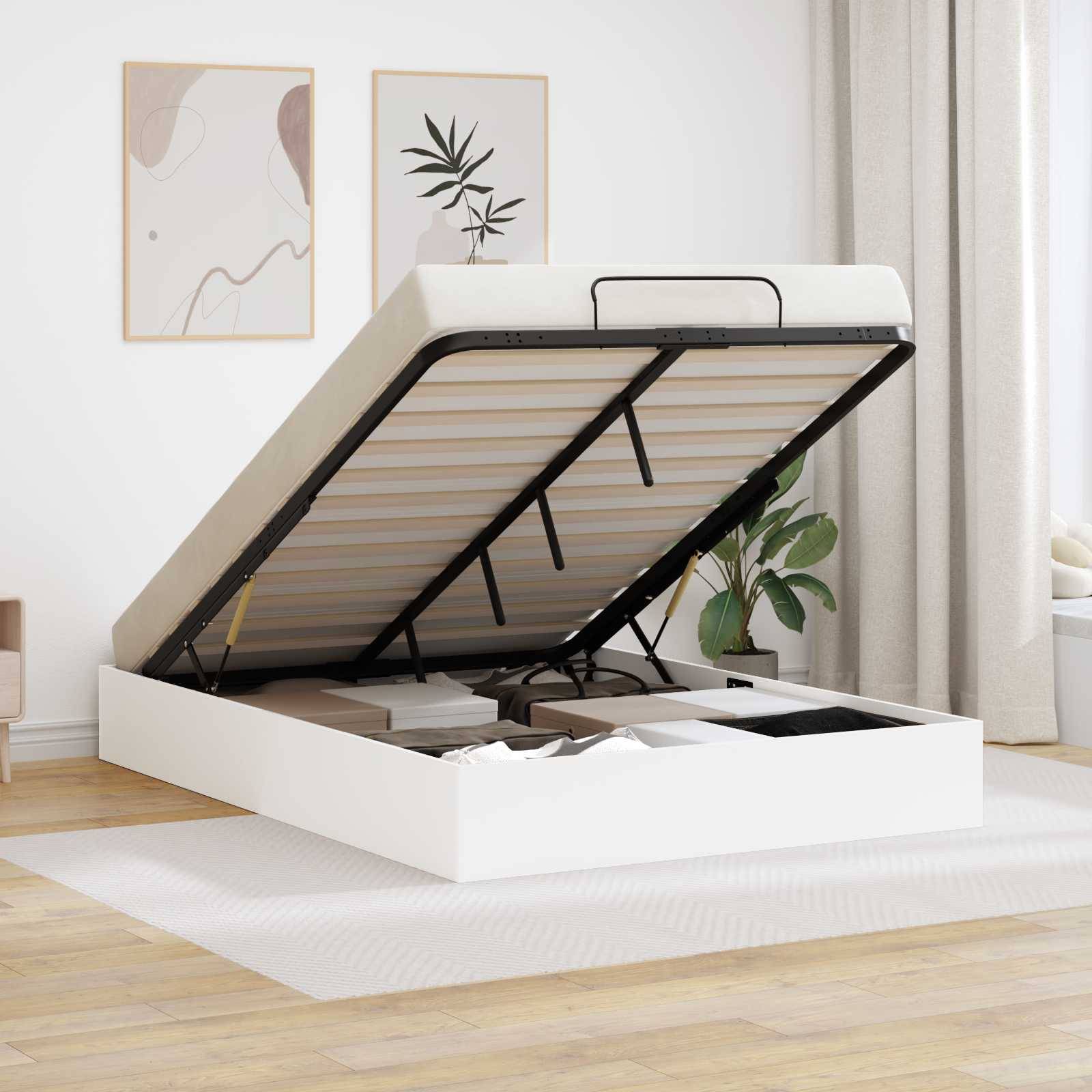 vidaXL Ottoman Sängram Vit 203 x 120 x 25 cm Konstruerat trä