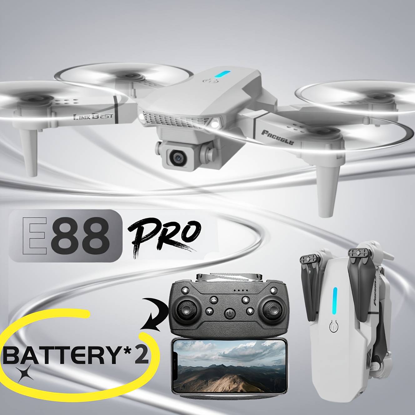 E88 Pro Drone, Dual Cameras, Hover, Suitable For Creators And Travel Enthusiasts, Foldable Design, 360 ° Flip, Bringing You The Most Flexible Flying Shooting Experience!