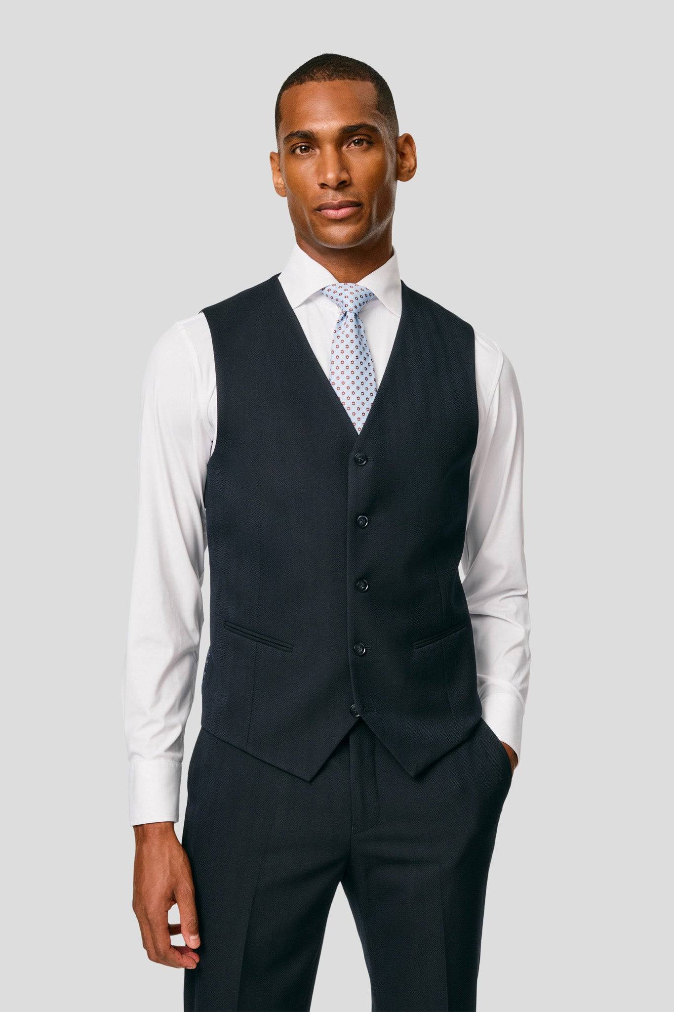 PRESTIGE navy vest med sildeben - 46 (S)