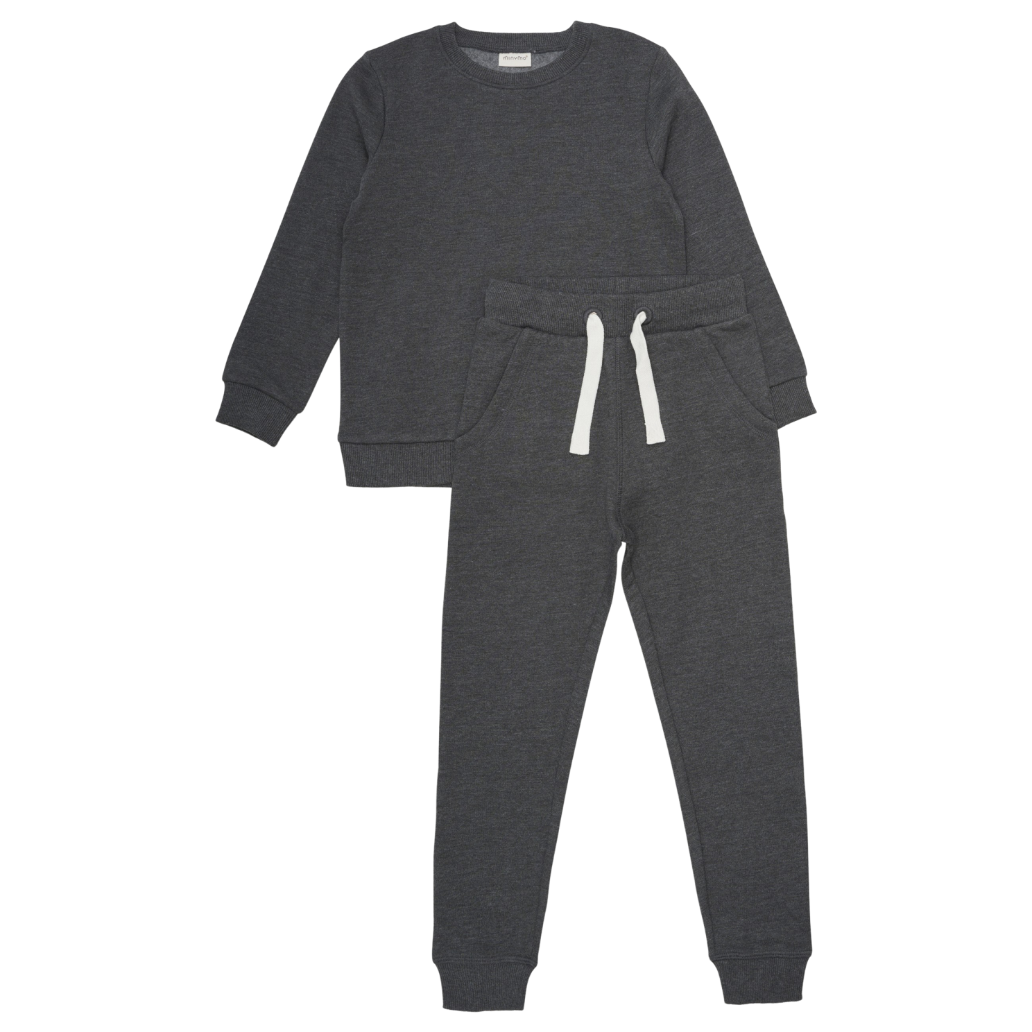 Minymo Børne Sweatsæt - Dark Grey Melange - 104