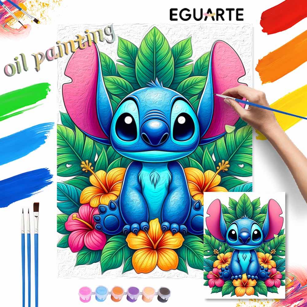 Disney Stitch oljemålning handmålning konstkit färgläggning målning handgjord DIY heminredning present