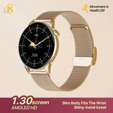 D8 Smart Watch for Women, Fitness Tracker med vattentät, 100+ löpning, sportstegräknare, sömncykler, 1,3'' pekskärm Smartwatch Fitness Watch för Andro (En-Storlek)