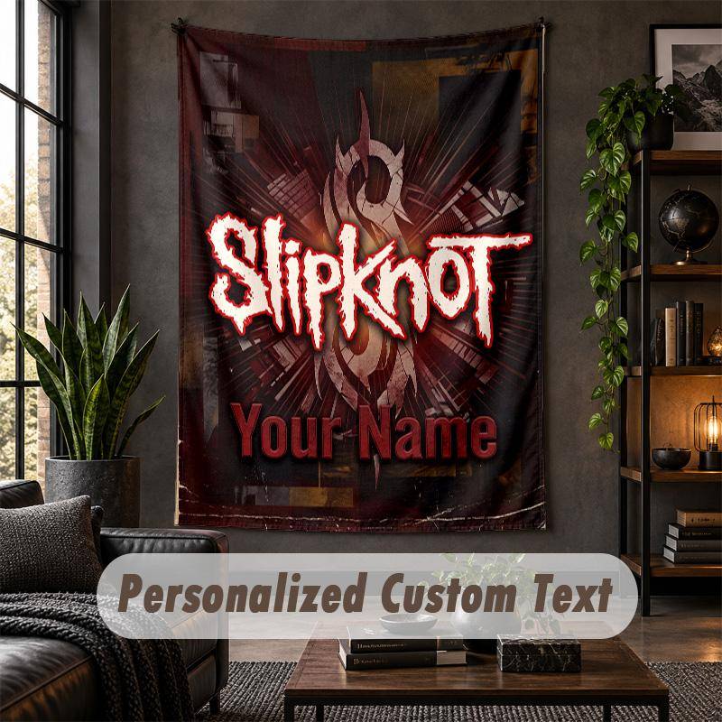 Personlig väggbonad, Slipknot Anpassad Text, Mjukt Tyg Väggkonst För Inomhusdekoration