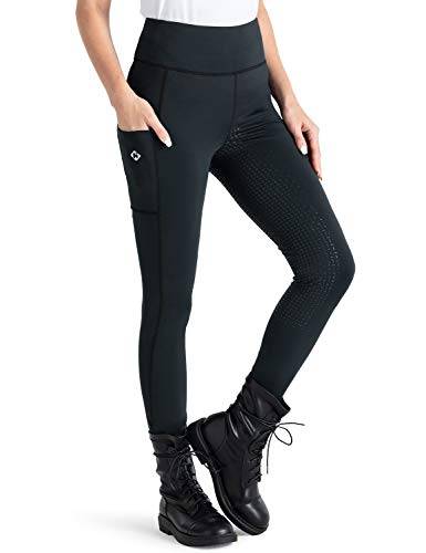 NAVISKIN Damen Reitleggings Silikon-Vollbesatz Reithose Silikongrip Vollbesatzreithose Handytasche Schwarz Größe XXL