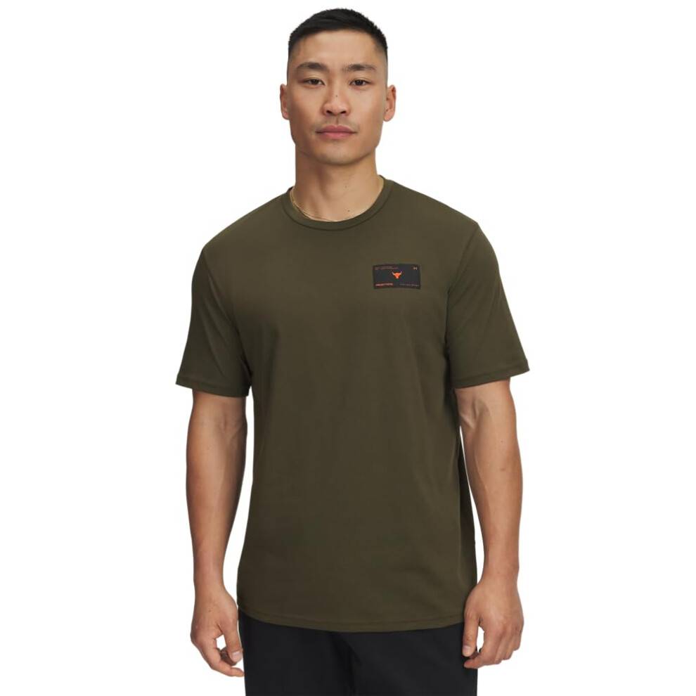 Under Armour Herr Project Rock T-shirt med kort ärm, (308) Expedition Green / Orange Base, Large