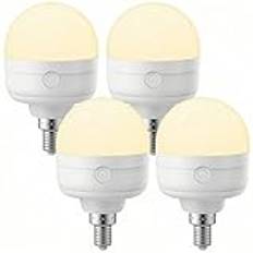 LGMCF E14 uppladdningsbar glödlampa med fjärrkontroll, 8 W dimbar batteriglödlampa med timing-funktion, 3 färger LED-glödlampa med magnetisk för icke-fasta trådbundna lampor, nödljus, 4-pack