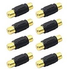 PNGKNYOCN RCA hona till hona guldpläterade ljudkablar RCA-videoljudkablar förlängningsadapter för högtalare, RCA-kabel, förstärkare (8-pack)