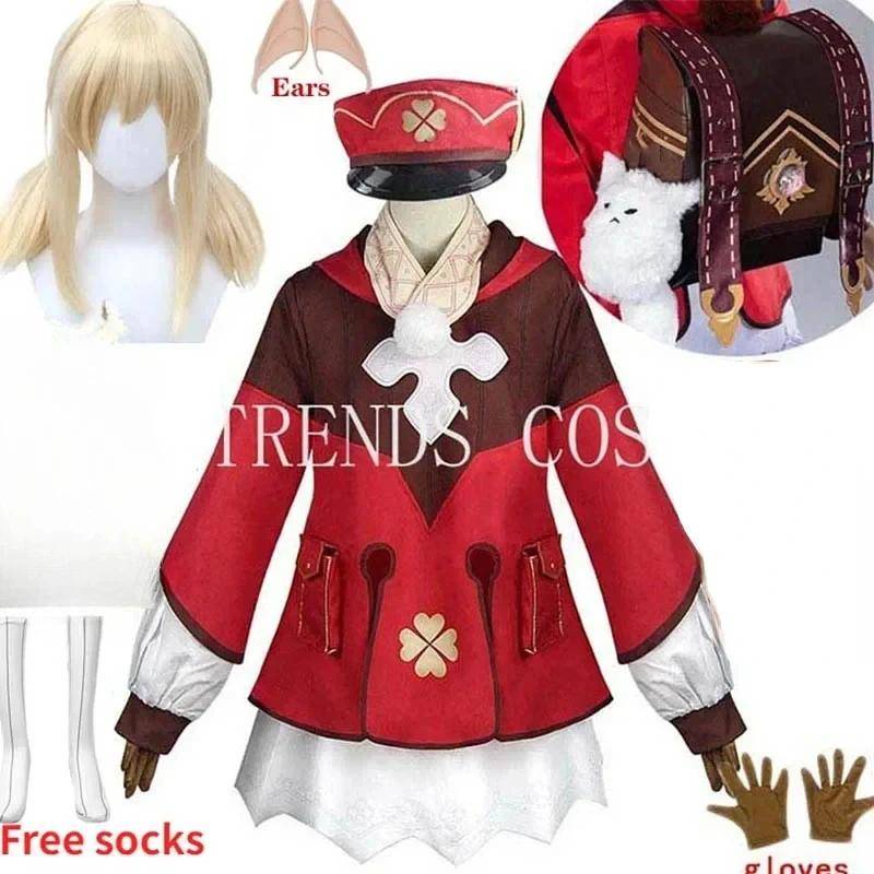 Klee Cosplay Kostym Klee Outfits Klänning Hatt Peruk Halloween Karneval Serietidning För Kvinnor Comic Con cm