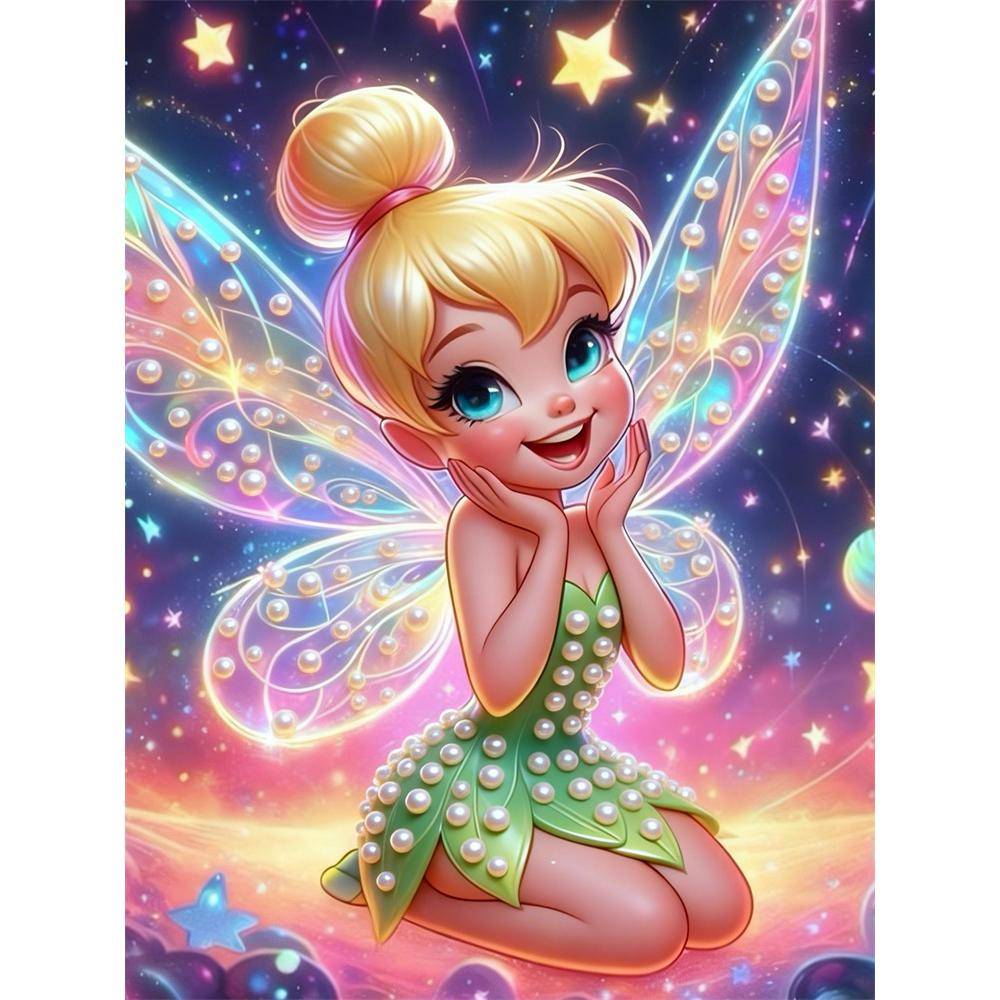 Disney Pearl Painting Set Tinker Bell with Pearls in The StarrySky Exquisite and Sparkling Artwork Perfect for Home Wall Decoration and Handmade Gifts 35x45cm