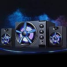 Computer Stereo Subwoofer Speaker, 2.1 Stereo Speaker, Mader Cavity Speaker with 7 Colorful Breathing Lights, Head Speakers and Two Extra-Speakers, Best Gift