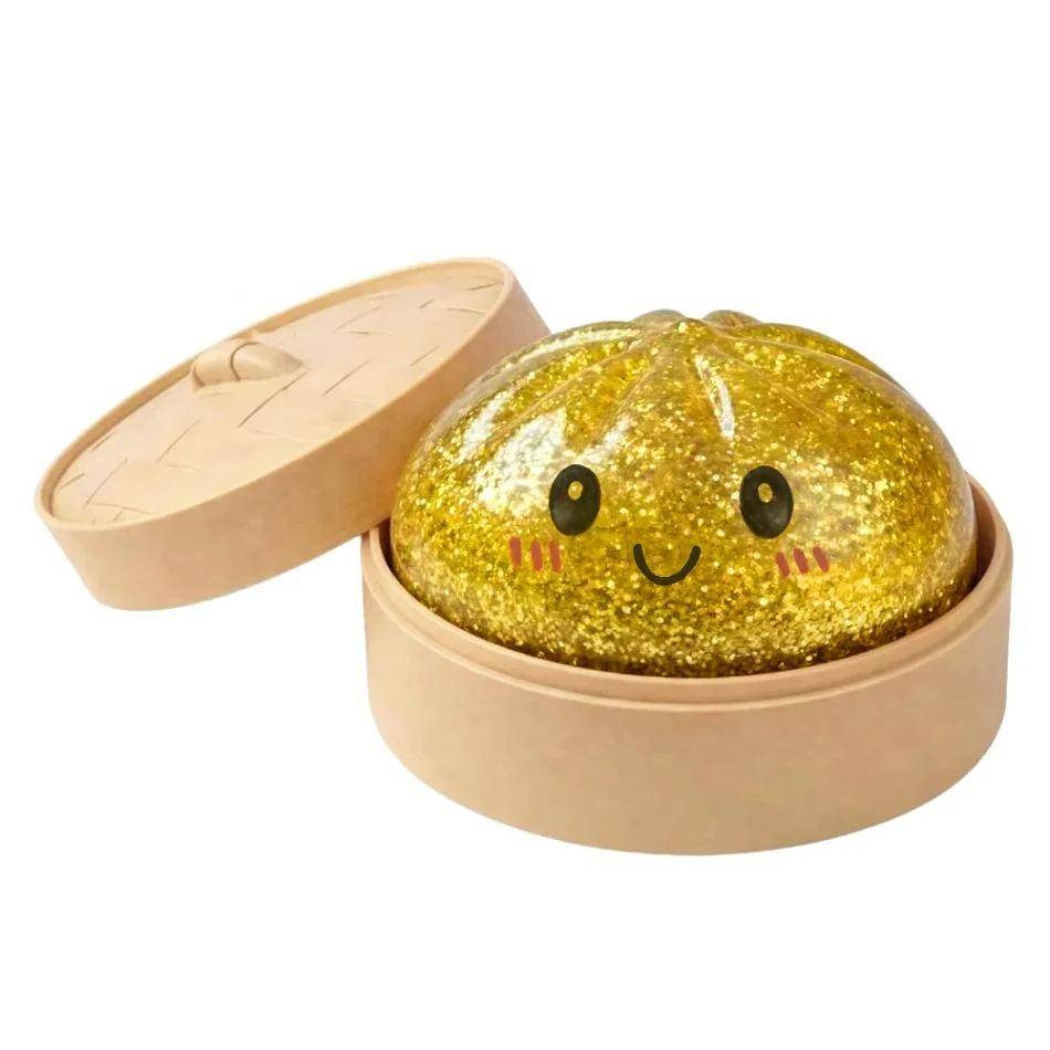 Glitterdumpling Squishy Ultarar Guldglitter Dold Utgåva Dumplings Sensorisk Ångkokare Mjuk Tpr Degboll För Stresslindring beige