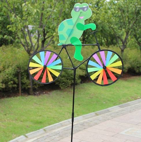 Puppy Animal On Bike Diy Windmill Animal Bicycle Wind Spinner Whirligig Garden Lawn Decorative Gadgets Kids Outdoor Toys - Turtle