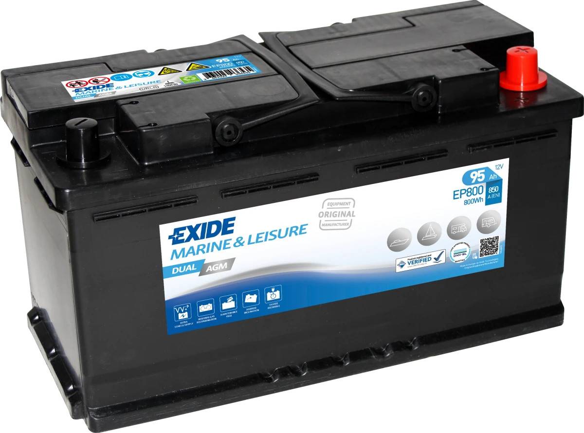 Startbatteri - Exide EP800 DUAL AGM - 12V (95ah / 850cca)