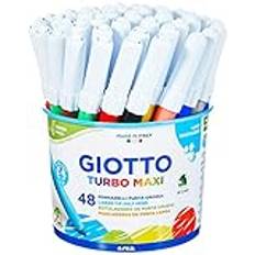 GIOTTO Turbo Maxi supertvättbara fiberpennor, 48 pennor, stor spets spets spets 5 mm, blandade färger, perfekt för barn, fester och skolor