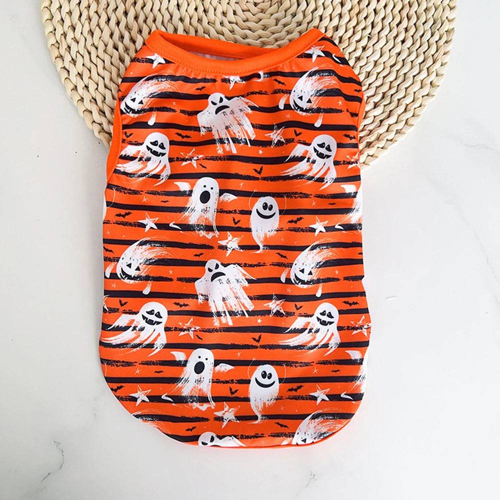 Halloween Print Pet Vest - Orange Ghost / M-suit 2.5-4kg / SPC (M-suit 2.5-4kg)