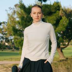 Puma Golf Ladies Cloudspun Long Sleeve Mock Neck Top in White - Last One Medium Only Left - X Large