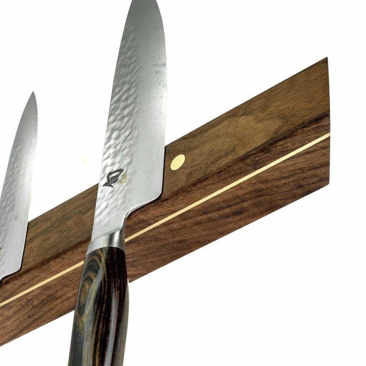 Knifeboard Classic – deep magnetic knife board with metal details. Lengths from 40 to 80 cm. Width 4.5 cm - 80 cm / Walnut