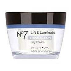 Boots No7 Lift & Luminate Triple Action Day Cream 50 ml 15 SPF 5 uva – lämplig för känslig hud