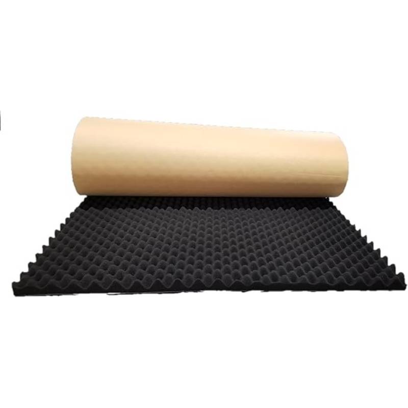 TEMU Sound-absorbing Foam Acoustic Pad, 20mm Thick, With Self-adhesive Backing, Black Noise-reducing Sound Insulation, Suitable For Car And Home Theaters, 100x25cm