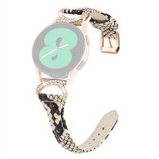 För Samsung Galaxy Watch 3 41 mm / Watch 4 / 5 40 mm 44 mm / Watch4 Classic 42 mm läder klockarmband 20 mm klockarmband med roséguldspänne