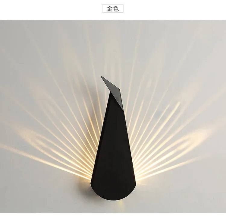 ElegantLuxe - Modern LED Vägglampa Påfågelfjäder - Svart / Varm Vit