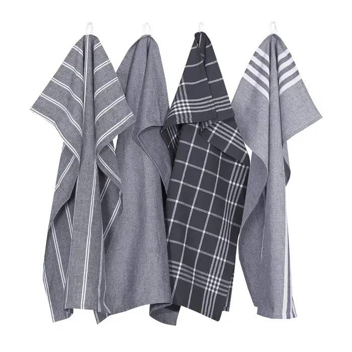 Kökshandduk Mörkgrå/Vit 50x70 4-pack Classic Textile