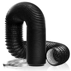 Hon&Guan ø 150 mm frånluftsrör, 5 m PVC aluminiumrör, flexslang med 2 slangklämmor, rostfritt stål för mobil luftkonditionering, torktumlare, frånluftsfläkt, ventilationssystem, svart