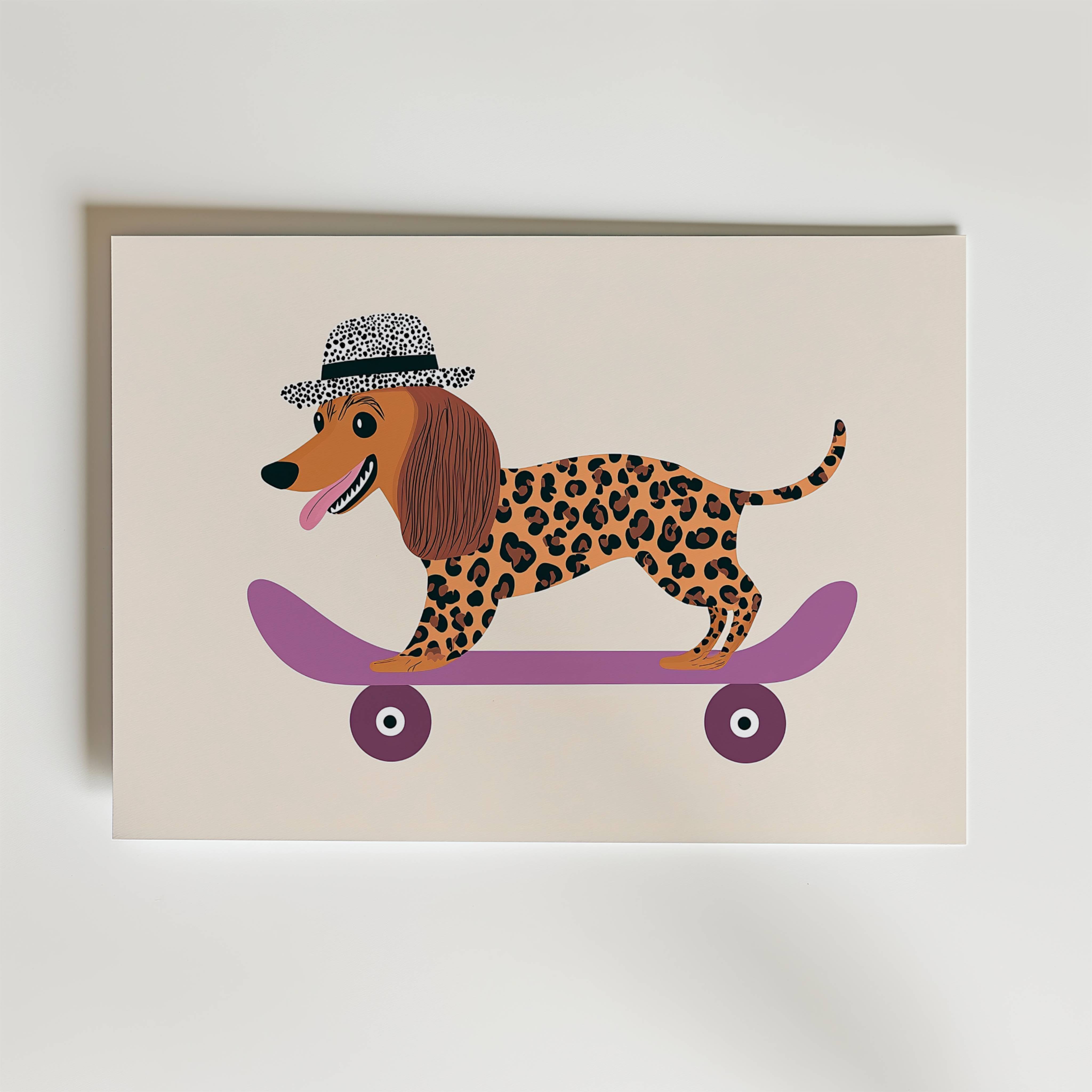 Skater Dog Poster - Premium Canvas 100x140 cm