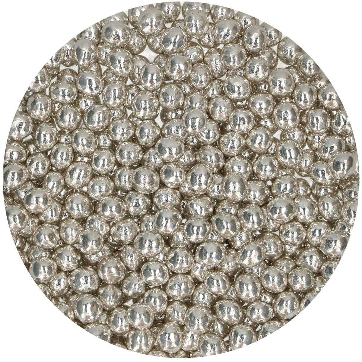 FunCakes Crispy Choco Pearls - Metallic Silver 60g FYND 11-2025