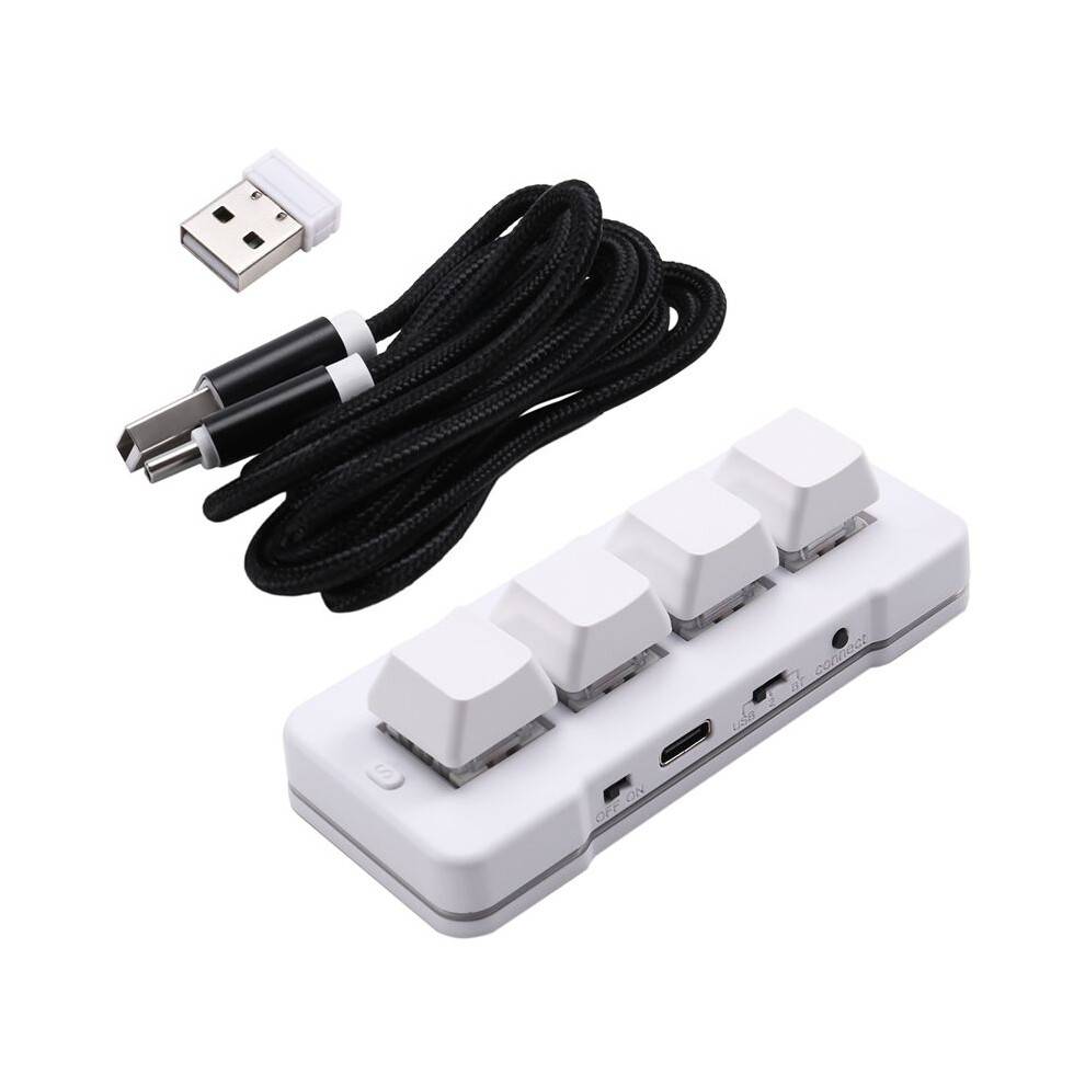 MK424G 4-Key Customized Keyboard with Mechanical 2.4G+Usb Connection for Office Game Multimedia White