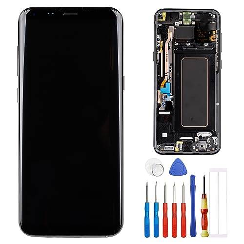 E-YIIVIIL ny ersättning TFT-skärm kompatibel med Samsung Galaxy S8 Plus G955F display pekskärm Digitizer Assembly svart glas med ram + verktyg (inga fingertryck)