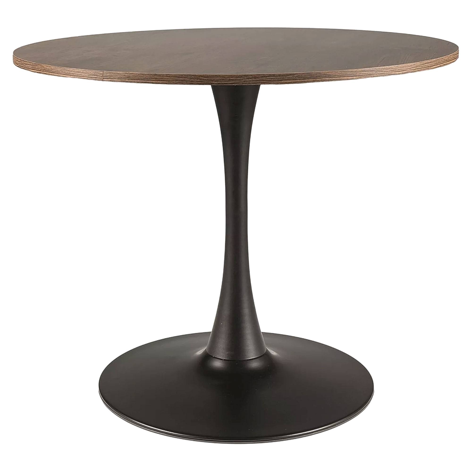 Matbord Avelia Valnöt, Matt Svart Ø90 cm