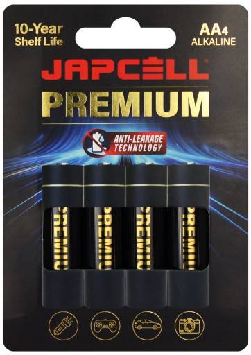 Japcell Premium alkaliska AA/LR06-batterier, 4 st.