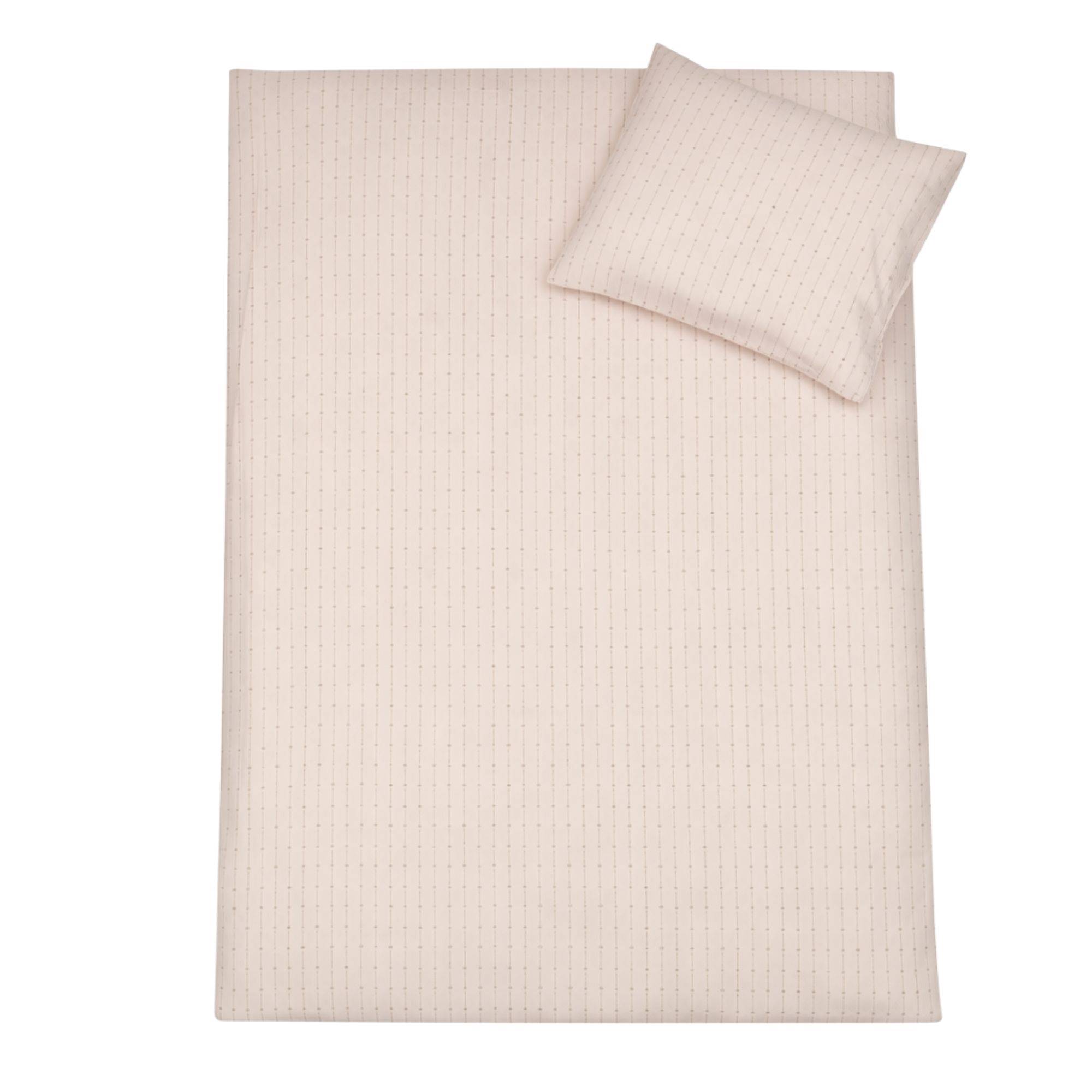 Sängset med blommiga ränder - 100% bomull - Junior 100x140 cm - Sand/brun - Svart/Vit (100x140 cm)
