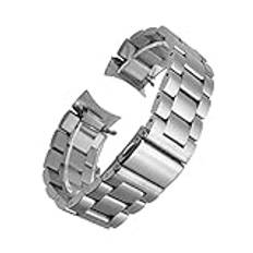 MAMA'S PEARL 22 Mm Klockarmband I Rostfritt Stål Byte Av Böjd Ände Passar For Seiko SKX009 SKX011 Gör Det Själv Byt Ut (Color : Silver, Size : 22mm)