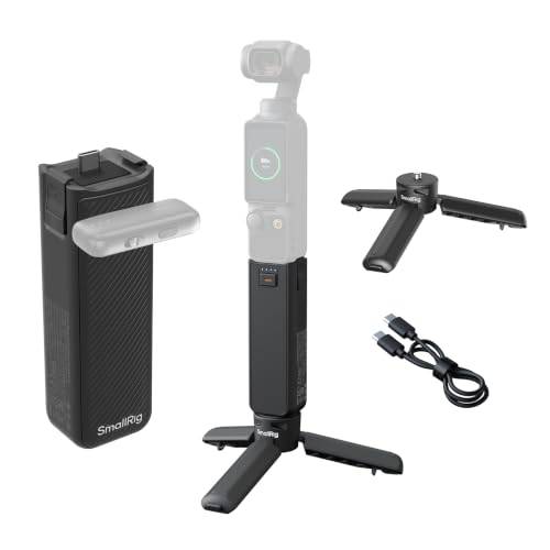 SMALLRIG Pocket 4P/4/3/Xtra Muse Battery Handle 5000mAh with Tripod for DJI | 20W Fast Charge Power Grip, Wireless Mic Direct Connection, One-Touch Deploy Mini Tripod, 1/4" Thread, Temperature Control