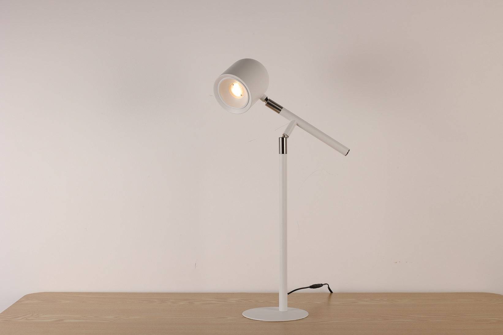 Klassisk & Minimalistisk Skrivbordslampa - Med Fot & Transformerbar Arm - Vit