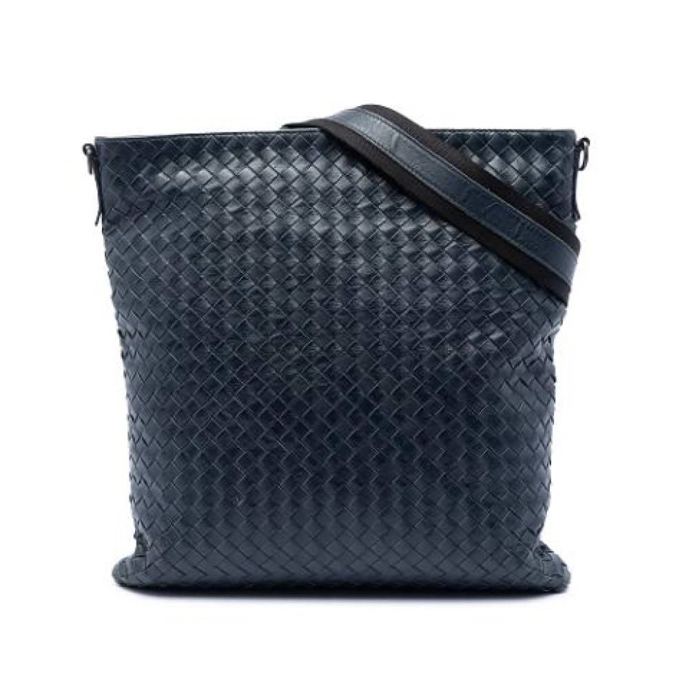 Bottega Veneta Vintage Pre-owned Woven Nappa Crossbody - Vintage - Dame - Blå - ONE SIZE - Læder