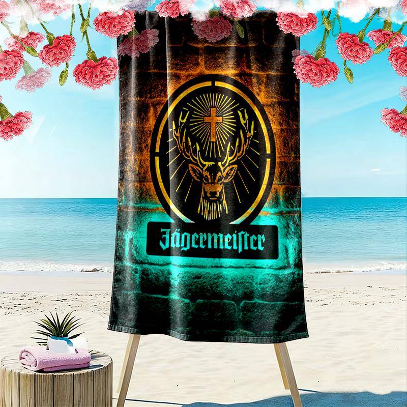Jägermeister: Tuff logotyp Tegelvägg strandhandduk mjuk Utomhus camping Absorberande badhandduk snabbtorkande badhandduk Utomhuspoolhandduk Komfort