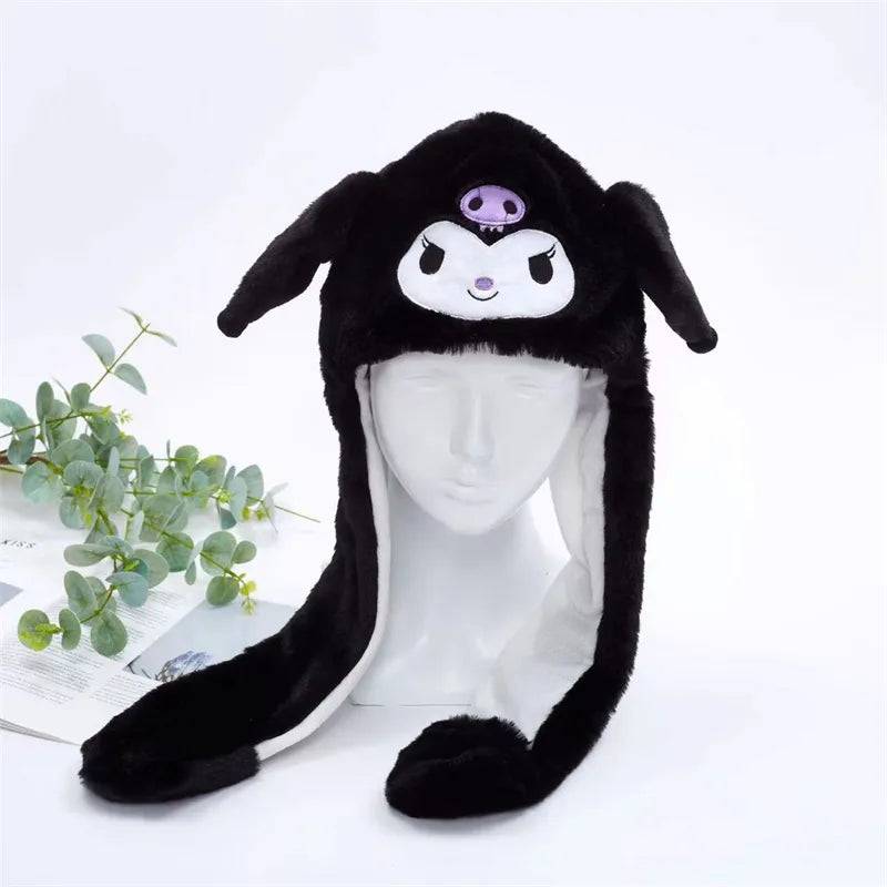 BunnyBounce Hatt – Söt Mössa med Rörliga Öron - Kuromi Svart