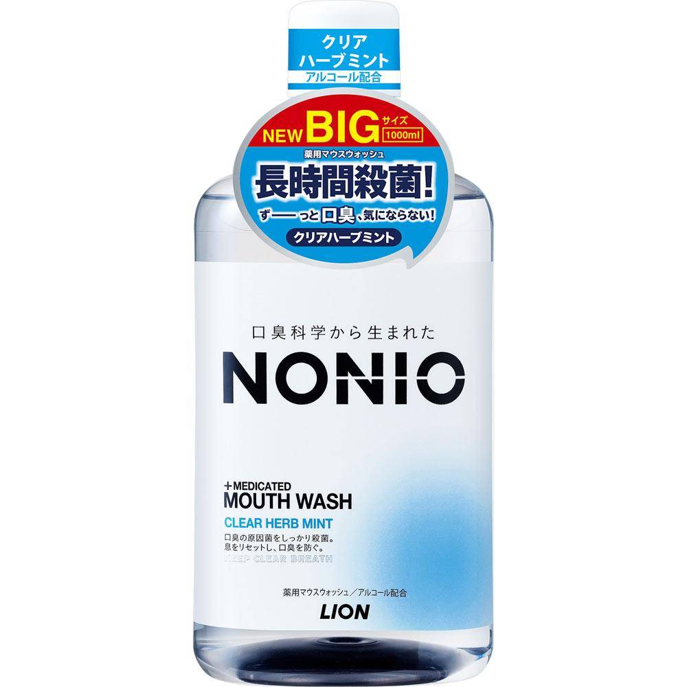 LION NONIO (Nonio) Mouthwash Clear Herb Mint Mouthwash 1000ml (Quasi-drug) Bad Breath Prevention To use] Hold an appropriate amount of approximately 2