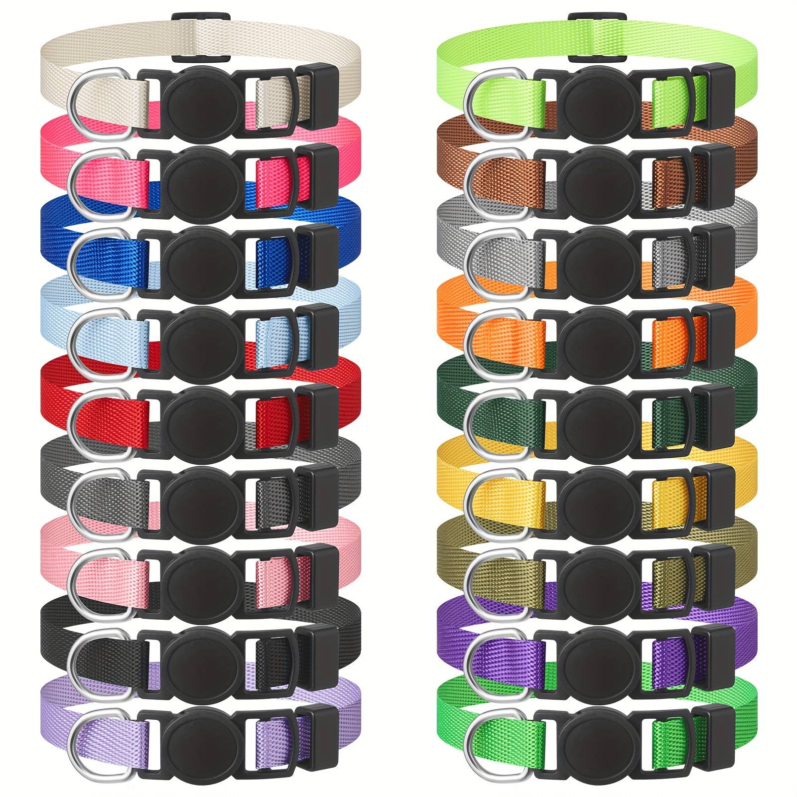 Safe 18pcs Puppy Collars For Small Puppies Litter Set, 18 Colors Soft Nylon Breakaway Small Dog Collar, Adjustable Whelping Supplies Collar (s) M