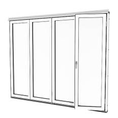 Vikbar Dörr För Uterum Aluminium Isomax Vik - Vikdörr Aluminium Vit, Vänster, 308 Cm - 4 Luckor