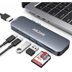 ABLEWE MacBook-adapter, USB C Hub för MacBook USB-C Hub (7-i-2 multiportadapter med 4K@60Hz HDMI, 100 W Power Delivery, SD TF-kortläsare, kompatibel med MacBook Pro/MacBook Air 2022-2018