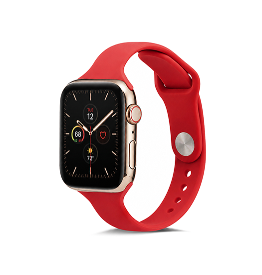 Apple Watch (42/44/SE/45/46/49mm) - ICON™ Tynd Classic Silikone Rem - Rød