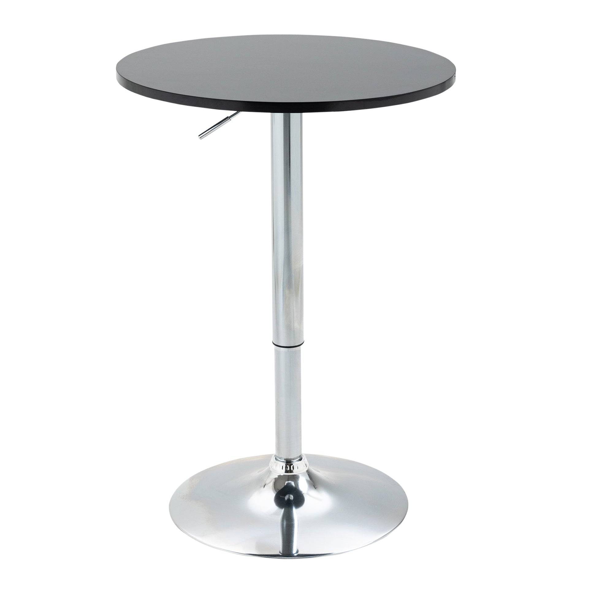 Moderne rundt barbord, spisebord med 360Â° drejelig base, højdejusterbart bistrobord, ståbord, køkkenbord, stål, sort, Ø61 x 70-90 cm