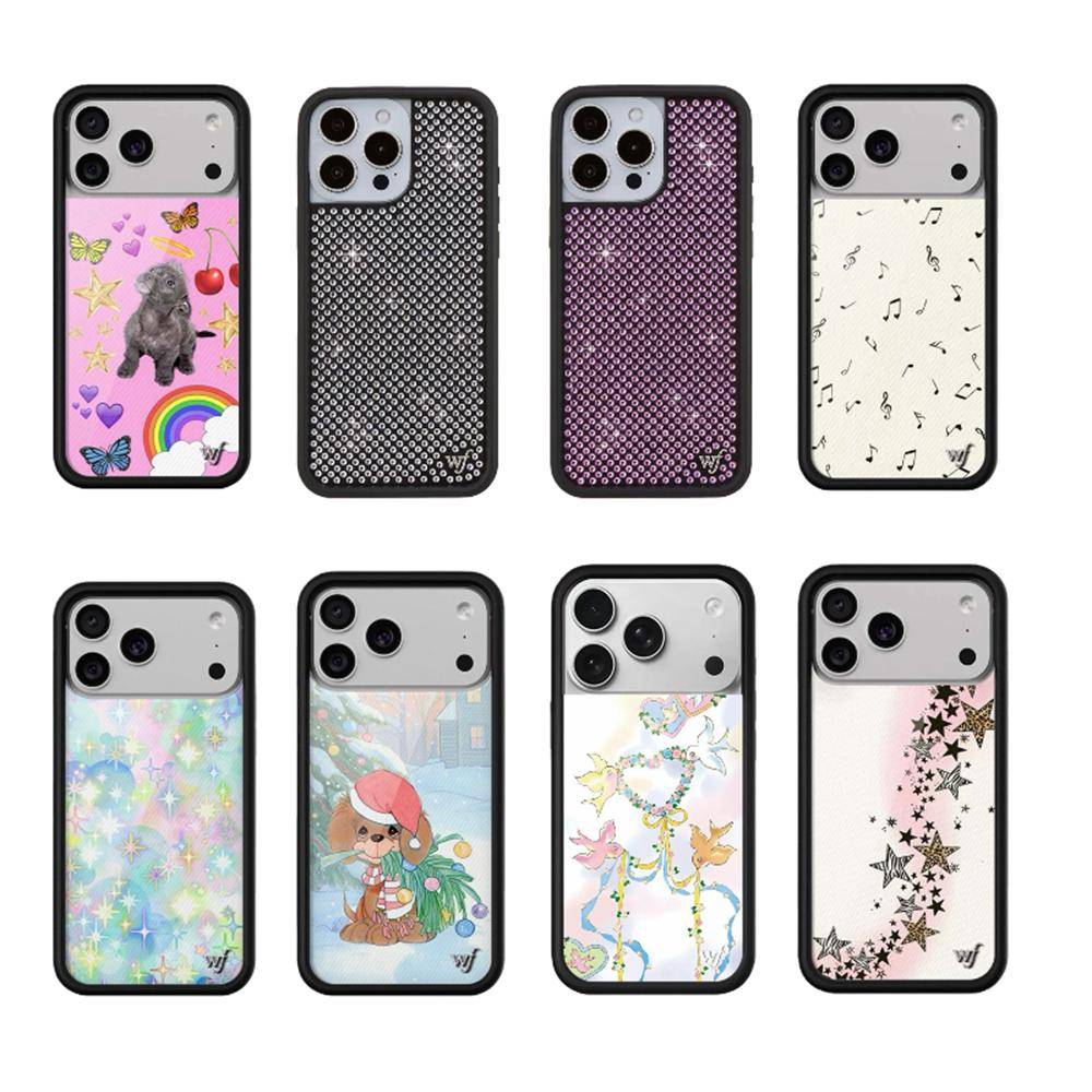 Wildflower 2025 Ny Körsbärsvalp Telefonfodral Blixddiamant För iPhone 17 Pro Max 12 13 14 15 plus 16 Pro Fodral 3D WF Tecknad Fodral white