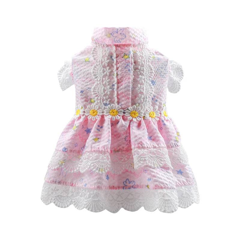 Lace Flower Princess Dress for Cats & Small Dogs - Pink / S-suit 2.0-3.0kg / SPC (S-suit 2.0-3.0kg)