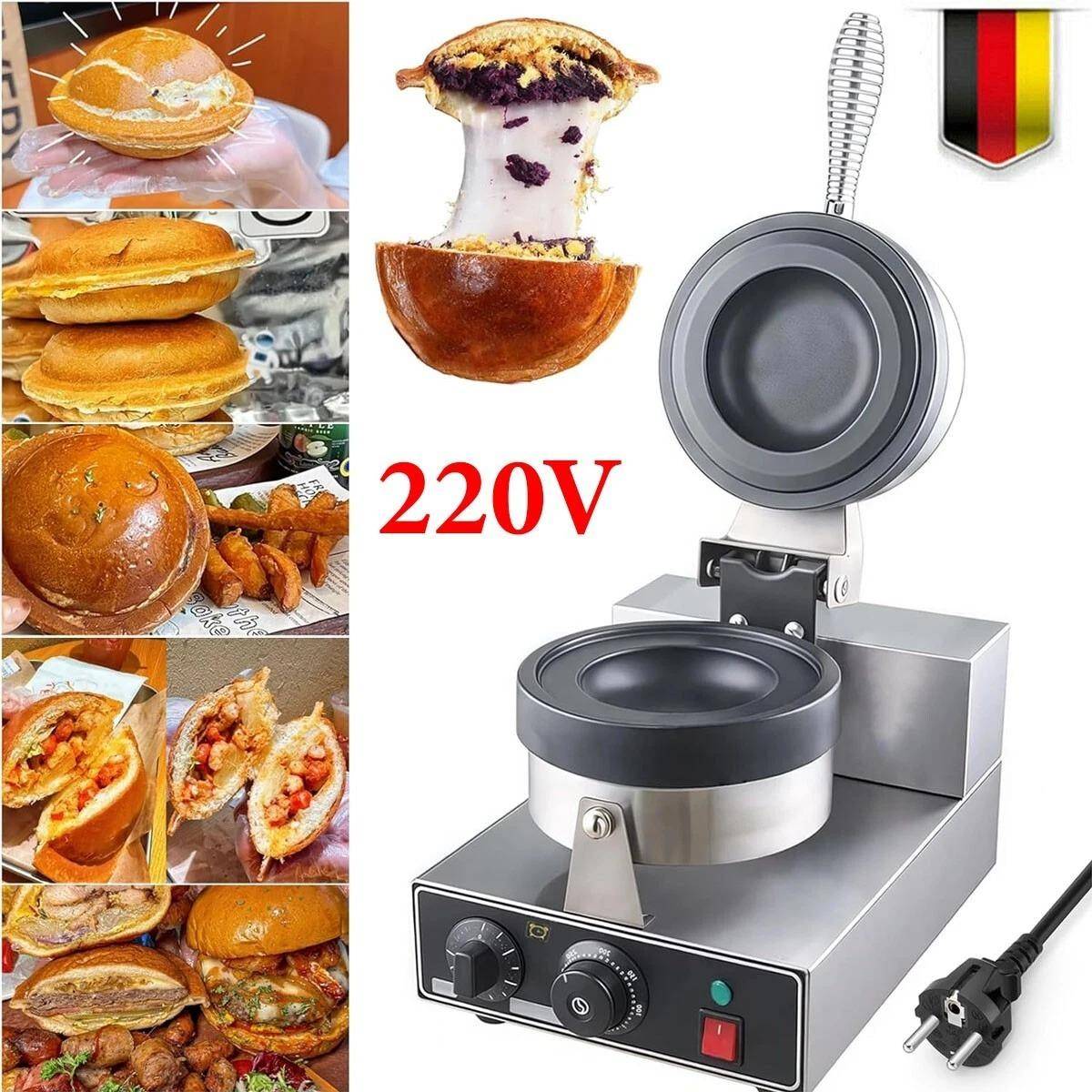220V Hamburgermaskin Burgerpress Smörgåsgrill 1200W Kraftfull Paninipress Våffeljärn svart