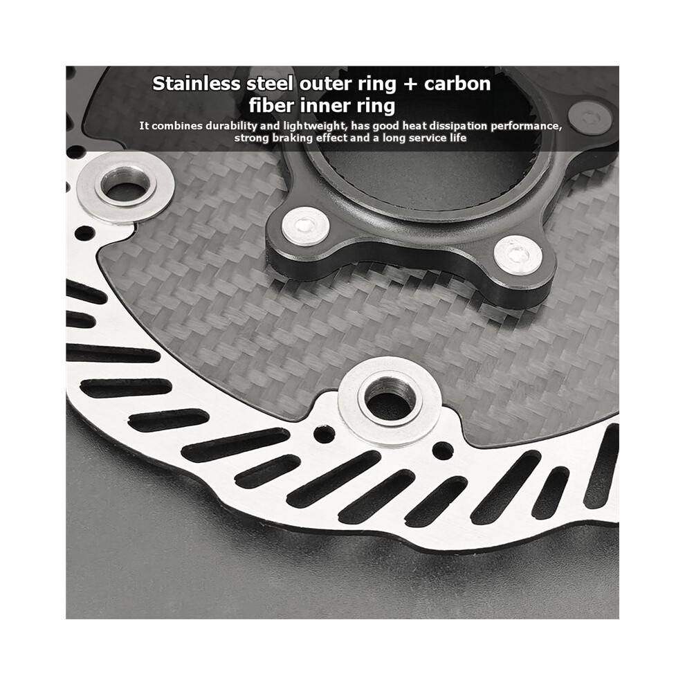 160mm 6-Bolt Carbon Fiber Disc Brake Rotor - Ultralight, Heat-Dissipating Replacement Rotor (Mounting Bolts Included)
